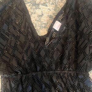 Xhileration Black Lace Overlay Swim cover up